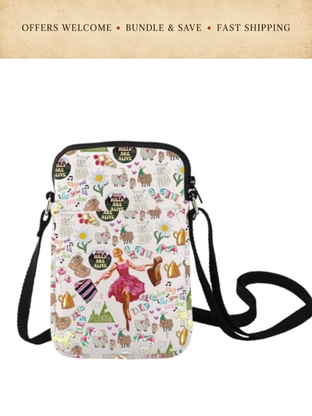 Canvas Crossbody Bag Maria Captain Georg Musical Theatre Merch